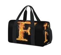 Letter Fire F - Bolsas deportivas para niños, niñas, mujeres, hombres, letras durante la noche, fin de semana, bolsa de viaje para llevar al gimnasio, bolsas de lona casuales