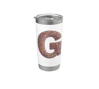 Letter G Candy Rainbow Sprinkles Monogram Men, Women, Kids Vaso térmico de acero inoxidable de doble pared