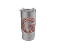Letter G Candy Rainbow Sprinkles Monogram Men, Women, Kids Vaso térmico de acero inoxidable de doble pared