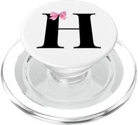 Letter H Coquette Monogram with Pink Bow Initial Name PopSockets PopGrip para MagSafe