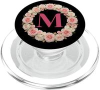 Letter H Floral Monogram Initial Name Pink White Flower PopSockets PopGrip para MagSafe
