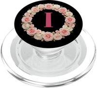 Letter H Floral Monogram Initial Name Pink White Flower PopSockets PopGrip para MagSafe