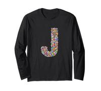 Letter J Candy Rainbow Sprinkles Monogram Style Manga Larga