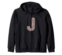 Letter J Candy Rainbow Sprinkles Monogram Style Sudadera con Capucha