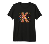Letter K Candy Rainbow Sprinkles Monogram Men, Women, Kids Camiseta Premium