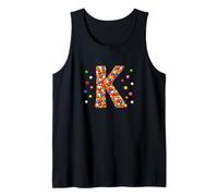 Letter K Candy Rainbow Sprinkles Monogram Men, Women, Kids Camiseta sin Mangas