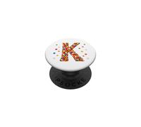 Letter K Candy Rainbow Sprinkles Monogram Men, Women, Kids PopSockets PopGrip Adhesivo