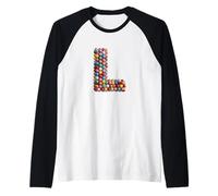 Letter L Candy Rainbow Sprinkles Monogram Men, Women, Kids Camiseta Manga Raglan