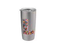 Letter L Candy Rainbow Sprinkles Monogram Men, Women, Kids Vaso térmico de acero inoxidable de doble pared