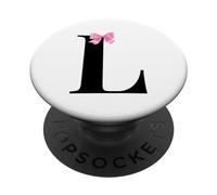 Letter L Coquette Monogram with Pink Bow Initial Name PopSockets PopGrip Adhesivo
