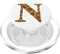 Letter N First Name Monogram Initial Leopard Print PopSockets PopGrip para MagSafe