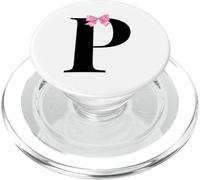 Letter P Coquette Monogram with Pink Bow Initial Name PopSockets PopGrip para MagSafe