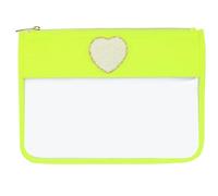 Letter Patches Transparent PVC Cosmetic Bag Clear Travel Make Up Pouches Snacks Bag Organizer(Green,M)