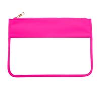 Letter Patches Transparent PVC Cosmetic Bag Clear Travel Make Up Pouches Snacks Bag Organizer(Pink01,S)