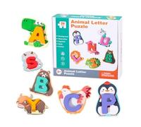 Letter Puzzle, 26 Pieces Alphabet Animal Puzzles, 9.06x7.87x1.77 Inches, Matching Games, Learning Letters, Fine Motor Skill Development, Travel Toy for Early Education, Homeschool, Daycare, Classroom