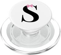 Letter S Coquette Monogram with Pink Bow Initial Name PopSockets PopGrip para MagSafe