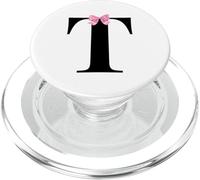 Letter T Coquette Monogram with Pink Bow Initial Name PopSockets PopGrip para MagSafe