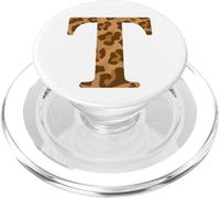 Letter T First Name Monogram Initial Leopard Print PopSockets PopGrip para MagSafe