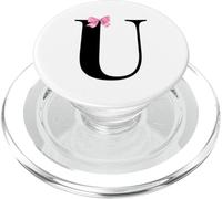 Letter U Coquette Monogram with Pink Bow Initial Name PopSockets PopGrip para MagSafe