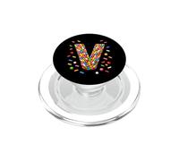 Letter V Candy Rainbow Sprinkles Monogram Men, Women, Kids PopSockets PopGrip para MagSafe