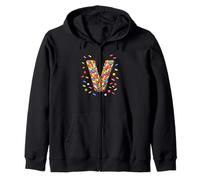 Letter V Candy Rainbow Sprinkles Monogram Men, Women, Kids Sudadera con Capucha