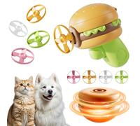 LETTERASHQP Juguete para gatos con 1 lanzador y 4 discos de hélices de colores, 1 juguete de hamburguesa para mascotas, juguete volador para gatos y niños