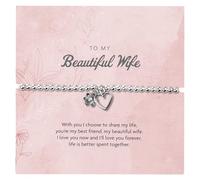 Letterbox Love Hermosa pulsera para esposa, pulsera con dije de corazón y flor, pulsera de aniversario para esposa, regalo de joyería en caja para esposa, regalo de San Valentín para esposa, talla