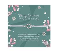 Letterbox Love Pulsera de amistad de Navidad | Fabulous Friend Pulsera ajustable con corona de plata con tarjeta festiva y bolsa blanca suave | Joyería de Navidad para mejor amigo | Papá Noel secreto