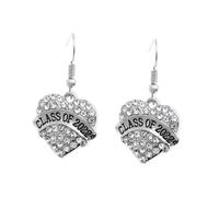 Lettering Pearl Rose Post for Women Love Heart Shape Earring Hoop Earrings Beaded Charms White Rhinestones
