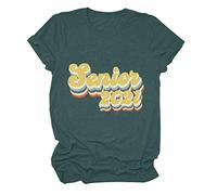 Letters Tops Casual Short O-Neck Shirt T-Shirt Sleeve Print Damen Tunika Damenbluse Damen Shirts mit Print, verde, L