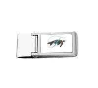 Letters Turtles Roam Ocean - Cartera delgada para dinero con clip de acero inoxidable