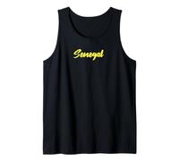 Letters Word Senegal en Cute Yellow Font Camiseta sin Mangas