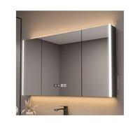 letto A Muro Specchiera Moderno con Luce - Armadietto Bagno 100 cm/39.3in 3 Ante Design E Contenitore Specchio Pele per Bagno Gray