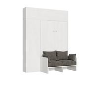 Letto a scomparsa 140 verticale Kentaro Sof? con colonna e pensili Bianco Frassino - ALESSIA 20