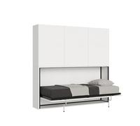 Letto a scomparsa singolo orizzontale Kando con materasso composizione D Bianco Frassino