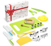 LETTO & TAILOR Cuchillo para niños Juego de 20 Cuchillos de Cocina de Seguridad para niños con Cortador de Verduras, Cuchillo de Madera, Tabla de Cortar