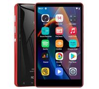 Lettore MP3 SWOFY da 80 GB con Bluetooth e Wi-Fi, schermo Touchscreen da 4,0 pollici, lettore MP3/MP4 portatile Stereo, Radio FM, registratore, e-Book e Browser (Nero) (Rosso)