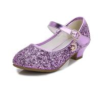 Letuwj Zapatos de vestir para niñas, zapatos de princesa para boda, fiesta de cumpleaños, graduación, lentejuelas y diamantes de imitación para niños pequeños y grandes, Purple, 22 EU