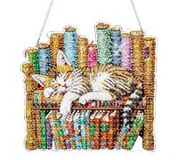 letuxaamz Diamond Painting Adultos, Pintar con Diamantes Dibujos con Diamantes 18,5x20cm Motivo Gato Acrílico, Kit 5D Diamante DIY para Salón Dormitorio Oficina Jardín, Antiestrés Colores Fijos