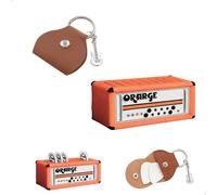 letuxaamz Oporte para Púas De Guitarra, Organizador de Púas y Porta Púas Guitarra Estuche Estilo Ampli con 9 Compartimentos y Funda de Piel con Llavero en Forma de Guitarra, Color Marrón