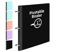 LETVPVOW Carpeta giratoria de 3 anillos de 360°, carpetas suaves de 1 pulgada, 3 anillos, carpeta flexible fina y suave de tres anillos para el hogar, la escuela y la oficina, color negro