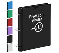 LETVPVOW Carpeta giratoria de 3 anillos de 360°, carpetas suaves de 1 pulgada, 3 anillos, carpeta flexible fina y suave de tres anillos para el hogar, la escuela y la oficina, color negro