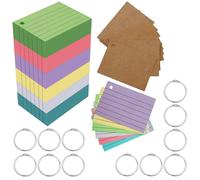 Leucasa 1200 Piezas Flashcards A8 6 Colores con Papel Kraft y Anilla de Encuadernación Tarjetas Estudio Impresión a Doble Cara para Estudiar, Recetas, Notas, Material de Oficina, Bricolaje