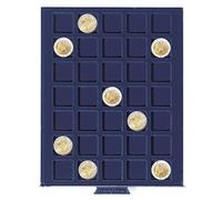 Leuchtturm 302460 Cajón portamonedas Smart - 35 compartimentos cuadrados hasta 27 mm Ø - moneda de 2 euros, moneda alemana de 5 euros - azul