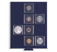 Leuchtturm 307053 Cajón portamonedas Smart - 12 Compartimentos Cuadrados para Monedas, portamonedas y cápsulas Quadrum hasta 50 mm Ø - Azul