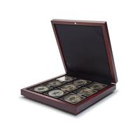 Leuchtturm 308093 Estuche de Madera VOLTERRA, para Monedas con 9 divisiones cuadradas 50x50 mm