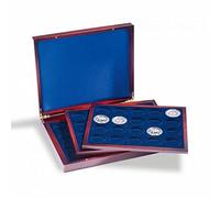 Leuchtturm 318214 Estuche para Monedas Volterra - 60 Monedas de Plata en lingotes en cápsulas para Monedas - 1 OZ. - 3 Incrustaciones - Color Caoba