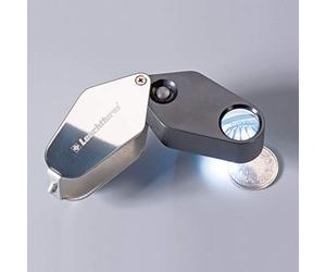 Leuchtturm 329828 Lupa de bolsillo con LED, 10 aumentos, negro, Ø 18 mm