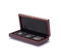 Leuchtturm 339049 Estuche para Monedas Volterra - Compartimento Cuadrado para 3 Monedas de cápsula Quadrum - Color Caoba