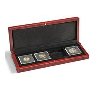 Leuchtturm 339050 Estuche para Monedas Volterra - Compartimento Cuadrado para 4 Monedas de cápsula Quadrum - Color Caoba